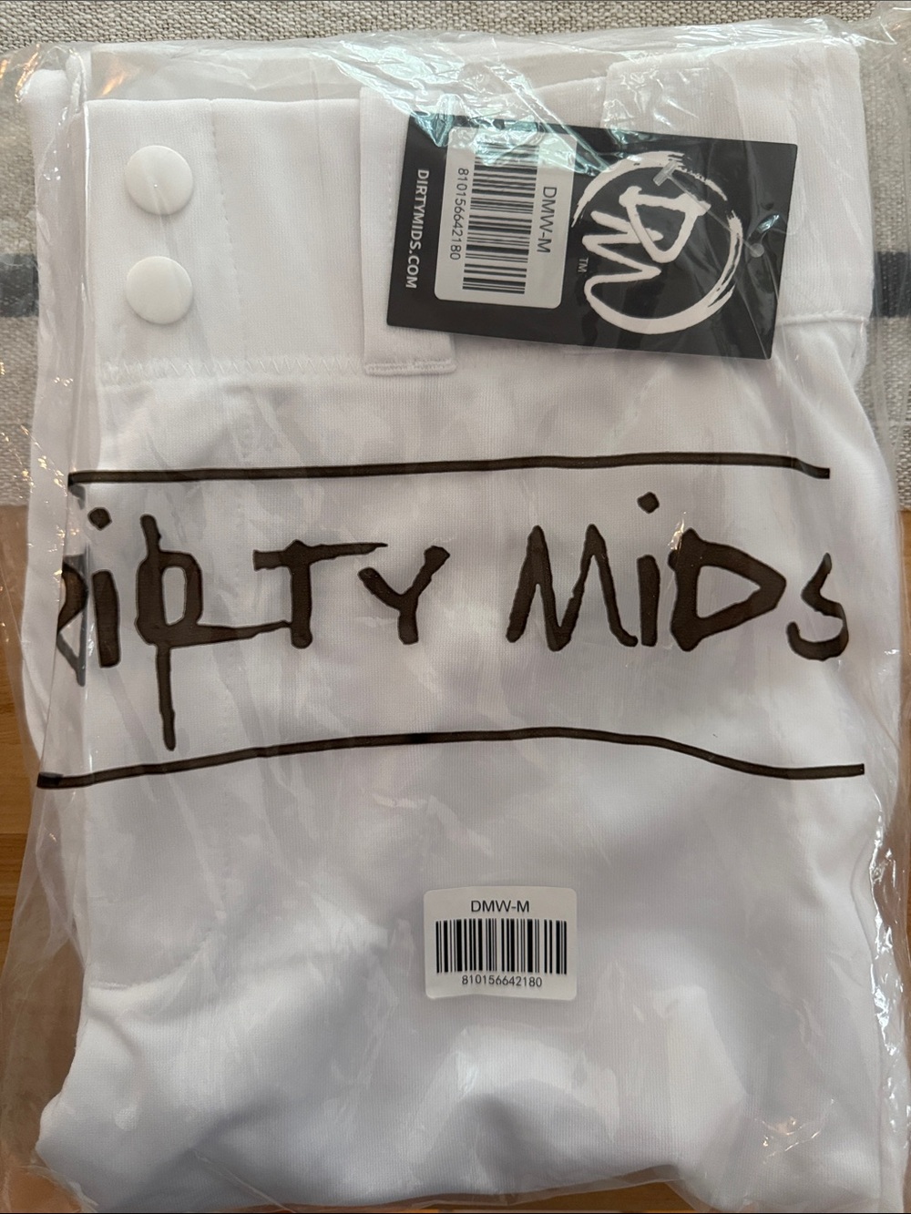 Dirty Mids Baseball Pants M White *tight fit and short ankle style*
